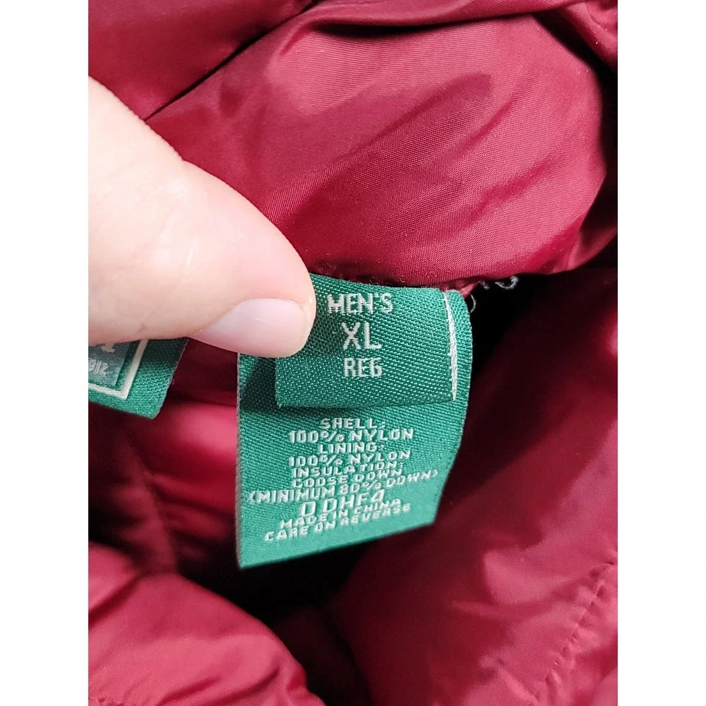 VTG LL Bean Goose Down Puffer Vest Snap Button Hiking Trail Camping XL Mens Warm